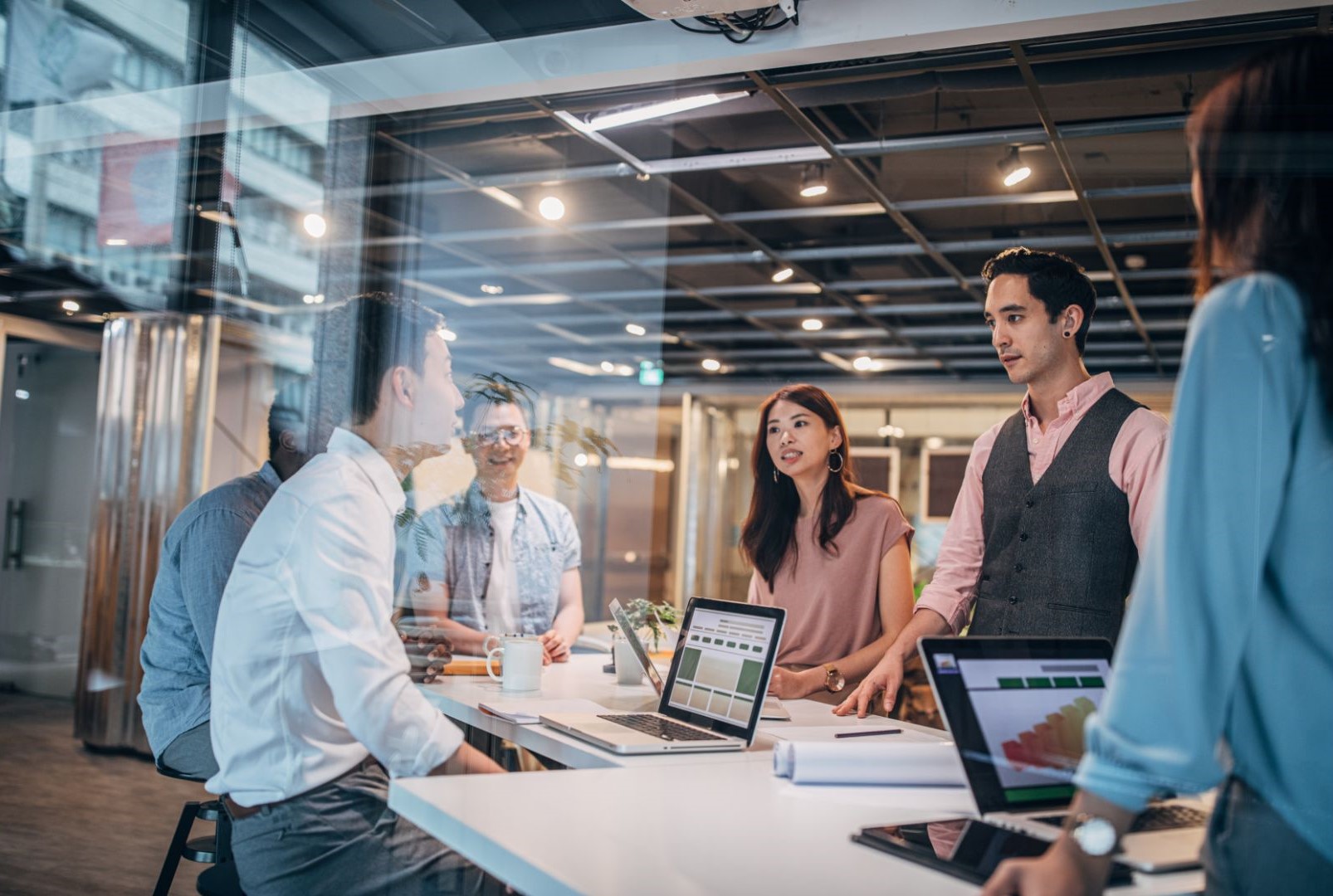 Young people working in office