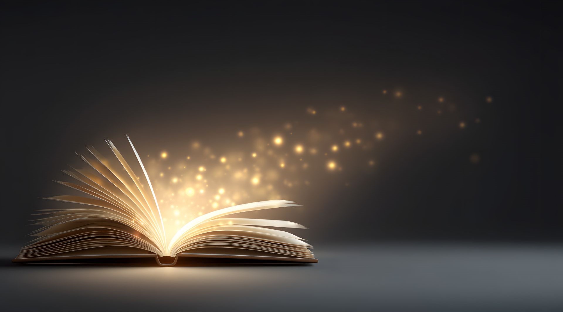 Open book with magical light