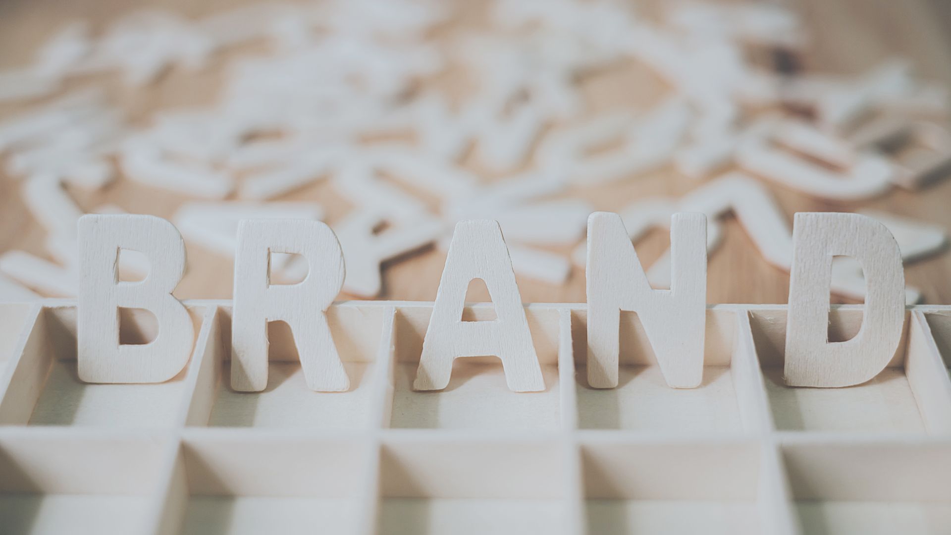 Wooden typography word brand